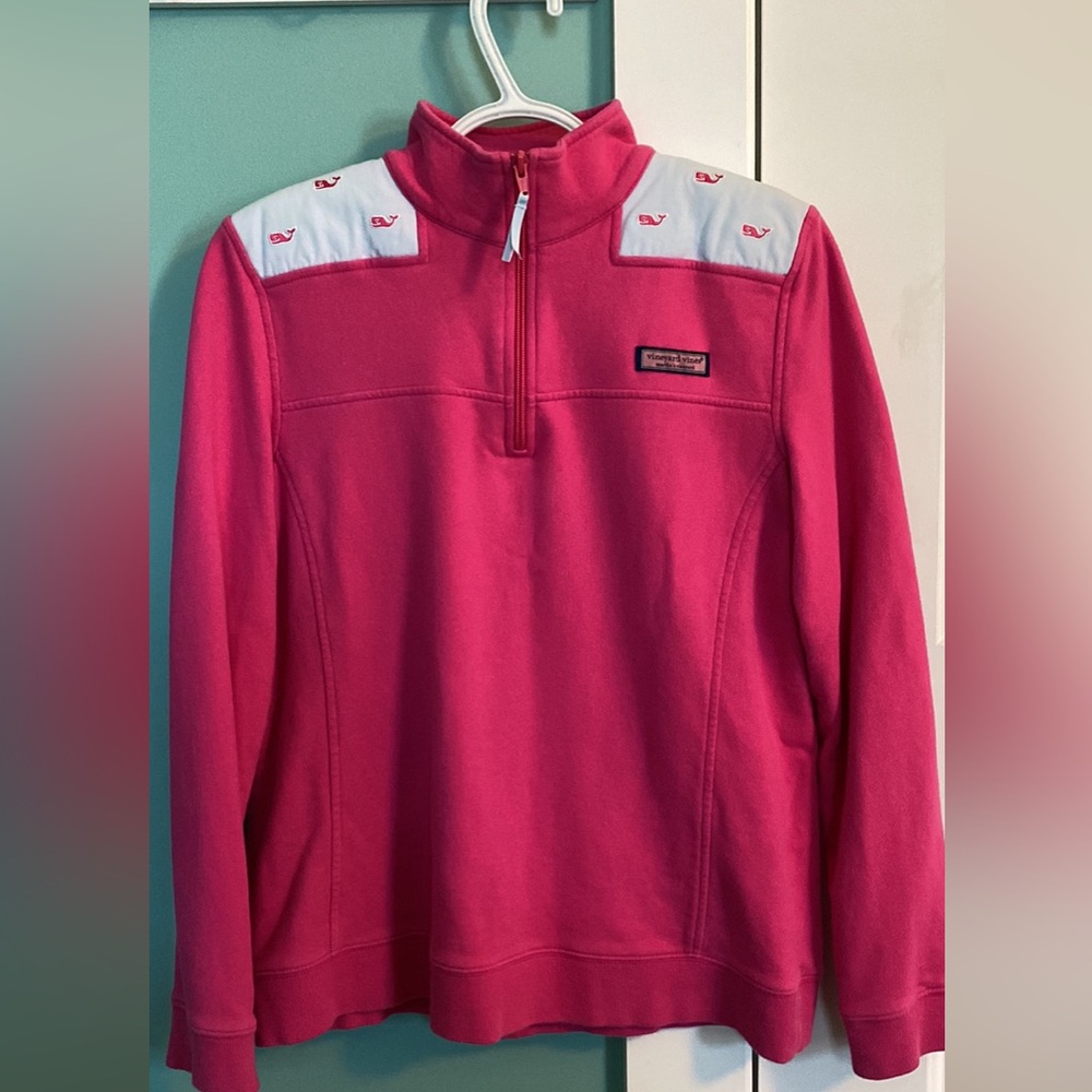 Vineyard Vines women’s size M 1/4 zip pink Shep pullover EUC